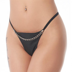 Rimba Bondage Play G String with Chain Black